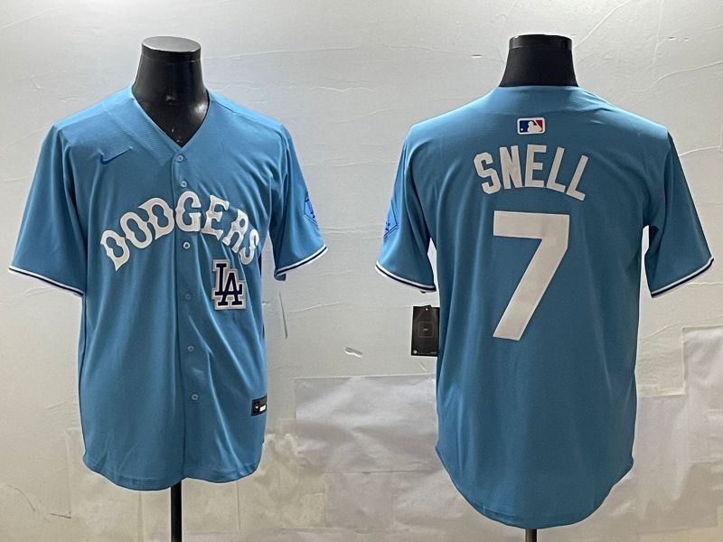 Men Los Angeles Dodgers #7 Snell Light Blue Joint Name 2025 Nike MLB Jersey style 12->los angeles dodgers->MLB Jersey